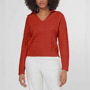 Madeline Vibrant Orange Soft Knit Sweater Plus Size 14/16 Preppy Fisherman Relax